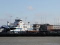 Cuxhaven am Steubenhöft - das Fährschiff 'Grete' aus Brunsbüttel ist angekommen 
