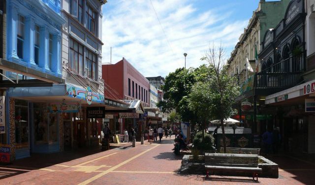 Die Fussgängerzone Cuba Street - Wellington, Neuseeland