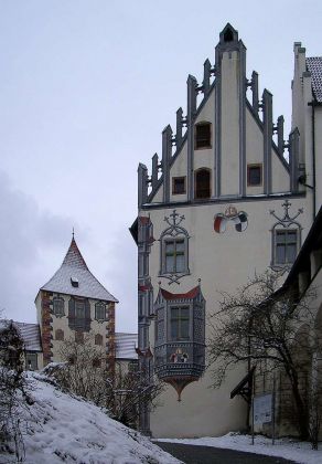 Bergfried und Storchenturm - Hohes Schloss in Füssen am Lech, Ostallgäu Bergfried und Storchenturm - Hohes Schloss in Füssen am Lech, Ostallgäu