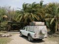Unser Dachzelt/Safari-Fahrzeug an der Mahango Safari Lodge direkt am Okawango im Caprivistreifen von Namibia