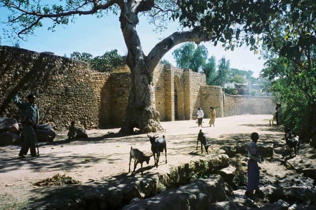 Buda Gate oder Hakim Gate mit der Stadtmauer von Harar in Äthiopien