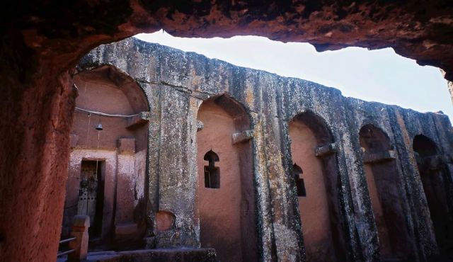 Die Sinai-Kirche von Lalibela in Äthiopien Die Sinai-Kirche von Lalibela in Äthiopien