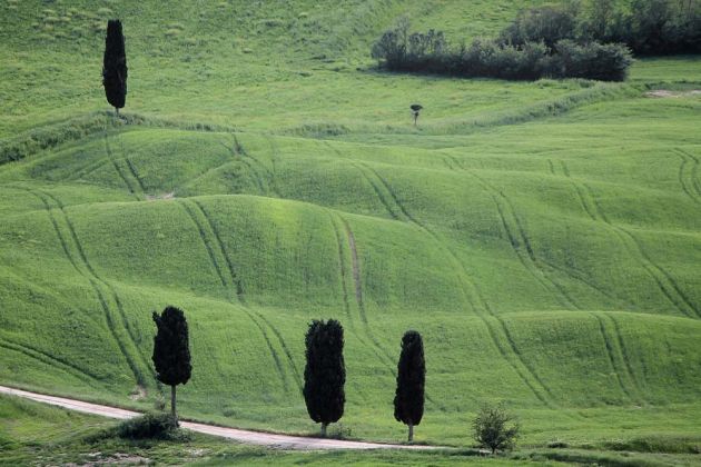 Urlaub in der Toskana - Aussicht von der südlichen Stadtmauer Pienzas auf das Orcia-Tal - das geschichtsträchtige Val d’Orcia Urlaub in der Toskana - Aussicht von der südlichen Stadtmauer Pienzas auf das Orcia-Tal - das geschichtsträchtige Val d’Orcia