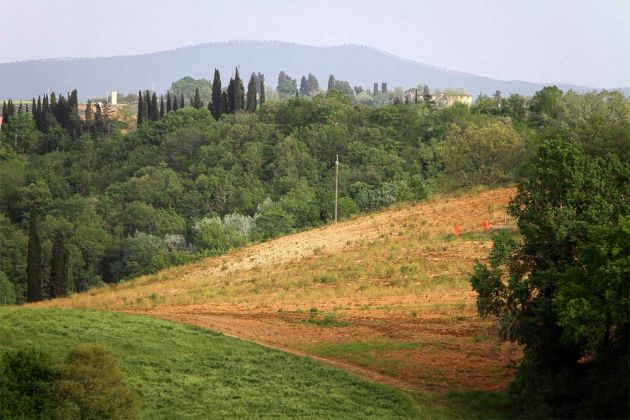 San Gimignano, die Landschaft an der Via Vecchia per Poggibonsi San Gimignano, die Landschaft an der Via Vecchia per Poggibonsi