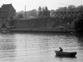 Bremen 1963 - ein Angler auf der Weser vor dem Teerhof