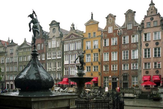 Długi Targ, Neptun-Brunnen am Langen Markt - Danzig, Gdańsk Długi Targ, Neptun-Brunnen am Langen Markt - Danzig, Gdańsk