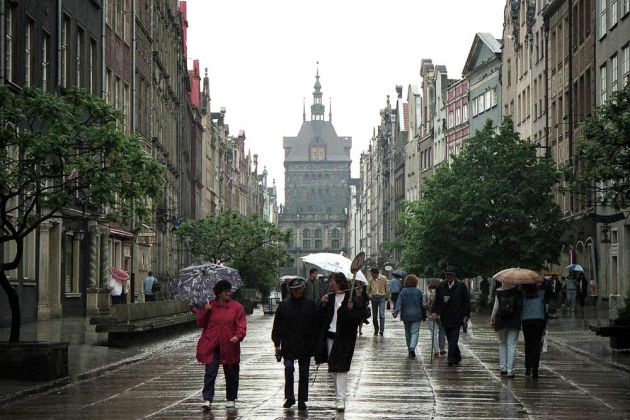 Ulica Długa, mit Langgasser Tor, auch Goldenes Tor, und Stockturm - Danzig, Gdańsk Ulica Długa, mit Langgasser Tor, auch Goldenes Tor, und Stockturm - Danzig, Gdańsk