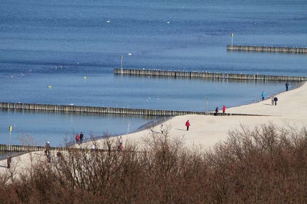 Kołobrzeg-Kolberg - der Sandstrand vor dem Kurpark aus der Vogel-Perspktive Kołobrzeg-Kolberg - der Sandstrand vor dem Kurpark aus der Vogel-Perspktive