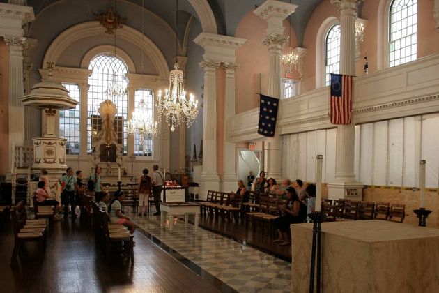 Die Innenansicht der St. Paul's Chapel - Financial District Manhattan, New York City