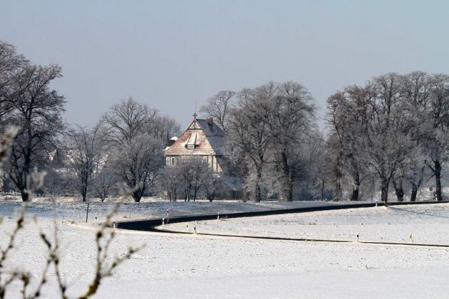 Schlüsselburg an der Weser - Schlüsselburg am Grossen Weserbogen im Winter Schlüsselburg an der Weser - Schlüsselburg am Grossen Weserbogen im Winter