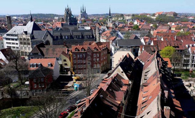Erfurt Panorama - Blick vom Turm der Ägidienkirche über die Dächer der Krämerbrücke