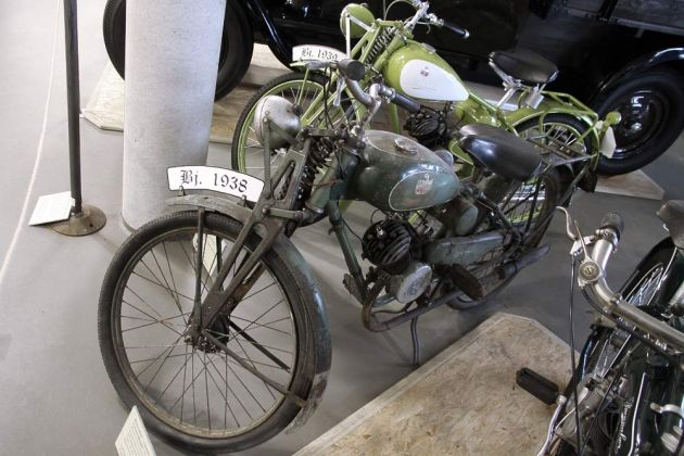 Das Brennabor Leichtmotorrad des Baujahres 1938, ein Tourenmodell mit 98 ccm, 2,3 PS, 55 kmh - Industriemuseum Brandenburg/Havel Das Brennabor Leichtmotorrad des Baujahres 1938, ein Tourenmodell mit 98 ccm, 2,3 PS, 55 kmh - Industriemuseum Brandenburg/Havel