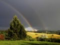 Bio-Bauernhof Kowalowe Skaly - ein doppelter Regenbogen nach dem heftigen Regenschauer