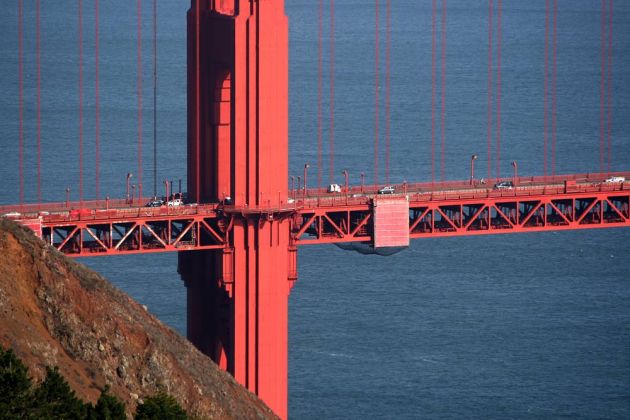 Brückendetail am Nordende - vom Golden Gate Bridge Vista Point an der Conzelman Road aufgenommen. Brückendetail am Nordende - vom Golden Gate Bridge Vista Point an der Conzelman Road aufgenommen.