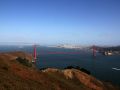Blick vom Golden Gate Bridge Vista Point auf das Golden Gate und auf San Francisco.