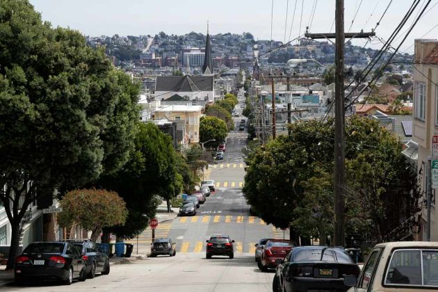 Steile Wohnstrasse in Castro - San Francisco