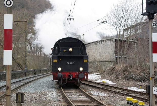 Die Bergkönigin 95 027 auf der Rübelandbahn - Rangierfahrt in Rübeland Die Bergkönigin 95 027 auf der Rübelandbahn - Rangierfahrt in Rübeland