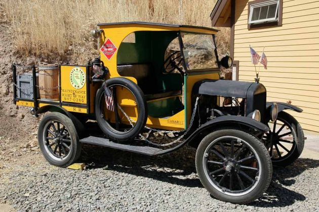 Ein Ford TT, Nutzfahrzeug auf Basis der berühmten 'Tin Lizzie' - als Servicewagen jahrzehntelang bei der Virginia & Truckee Railroad im Einsatz Ein Ford TT, Nutzfahrzeug auf Basis der berühmten 'Tin Lizzie' - als Servicewagen jahrzehntelang bei der Virginia & Truckee Railroad im Einsatz