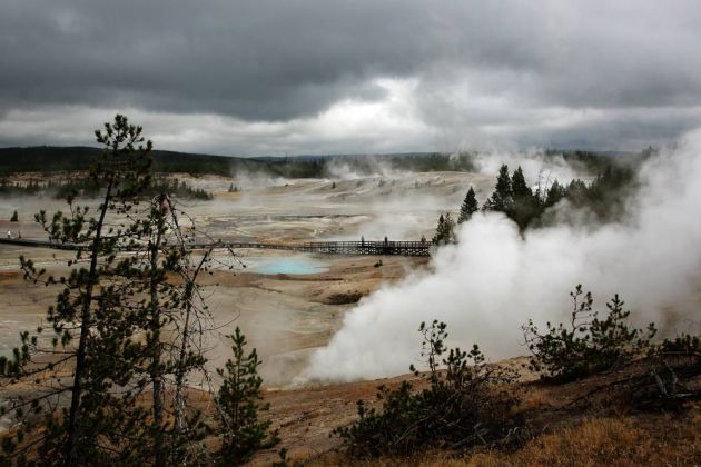 Norris Geyser Basin, Porcelain Terrace Overlook - Yellowstone National Park, Wyoming Norris Geyser Basin, Porcelain Terrace Overlook - Yellowstone National Park, Wyoming