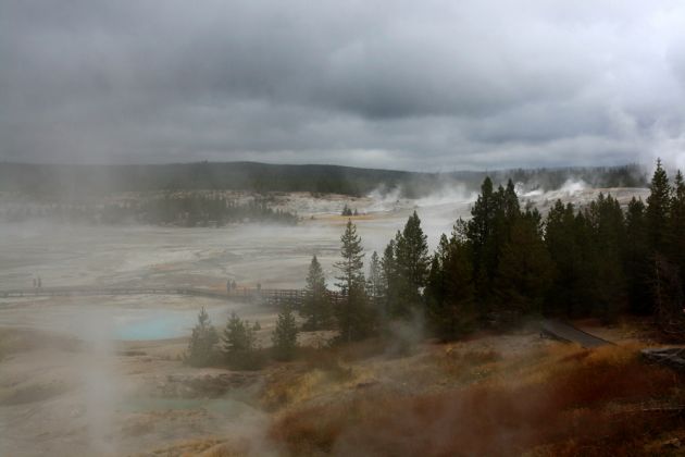 Norris Geyser Basin, Porcelain Terrace Overlook - Yellowstone National Park, Wyoming Norris Geyser Basin, Porcelain Terrace Overlook - Yellowstone National Park, Wyoming