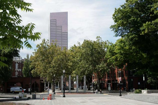 Japanese Historical Plaza und Eingang zur Portland Old Town Japanese Historical Plaza und Eingang zur Portland Old Town