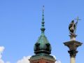 Stare Miasto - Zygmunt-Statue und Turmspitze des Königsschlosses auf dem Plac Zankowy/Schlossplatz in der Altstadt von Warschau