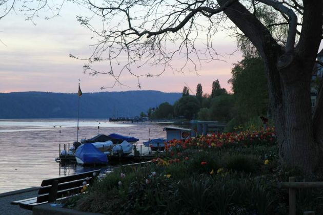 Überlingen am Bodensee - die Seepromenade zur Blauen Stunde