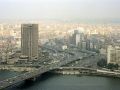 Blick vom Cairo Tower auf den Nil, die Brücke des 6. Oktober und das Ramsis Hilton