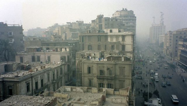 Bick in die Sharia Ramses nach Süden vom Dach des Capsis Palace Hotels in Kairo
