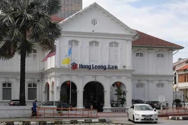 Die Hong Leong Bank an der Lebuh Light - George Town, Penang Die Hong Leong Bank an der Lebuh Light - George Town, Penang