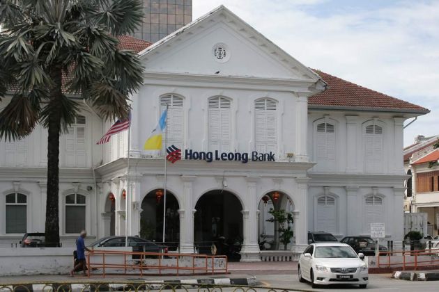 Die Hong Leong Bank an der Lebuh Light - George Town, Penang