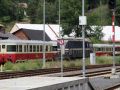 Abgestellte Lokomotive und Triebwagen der tschechischen Bahngesellschaft České dráhy - Tanvald
