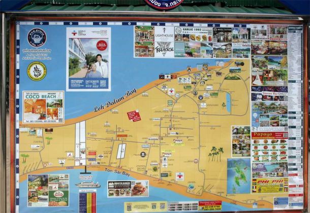 Ko Phi Phi Don - ein touristischer Übersichts-Plan Ko Phi Phi Don - ein touristischer Übersichts-Plan