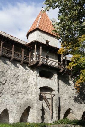 Die Stadtmauer mit Wehrgang im Garten des Dänischen Königs auf dem Domberg Die Stadtmauer mit Wehrgang im Garten des Dänischen Königs auf dem Domberg