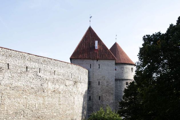 Die historische Stadtmauer Tallinns am Kommandantengarten - Toompea, Domberg
