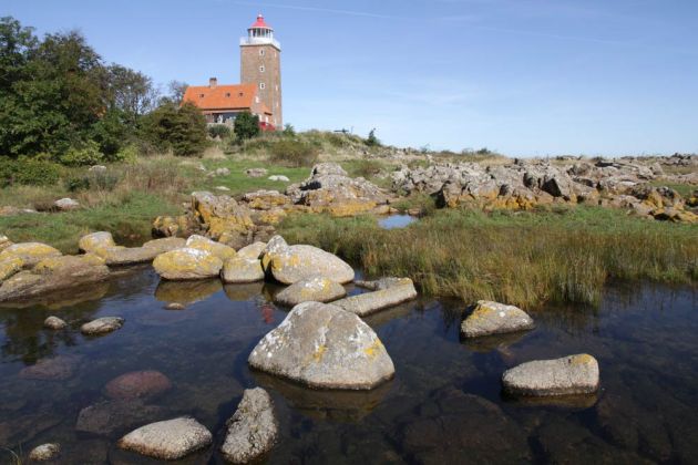 Leuchtturm Svaneke Fyr auf der südlichen Halbinsel Sandkås Odde, Baujahr 1920 Leuchtturm Svaneke Fyr auf der südlichen Halbinsel Sandkås Odde, Baujahr 1920