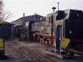 Die Rügensche Bäderbahn 'Rasender Roland' - historische Dampflokomotiven am  Bahnbetriebswerk in Putbus