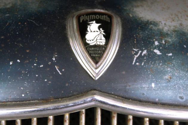 Die Mayflower der Pilgerväter als Markenzeichen für Plymouth Automobile - Plymouth Six, Baujahr 1934 - a Chrysler Motor Product