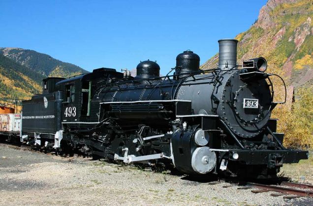 Die Baldwin Locomotive No. 493 der Klasse K-37 'Mikado', Baujahr 1902 - Durango & Silverton Narrow Gauge Railroad, Silverton, Colorado Die Baldwin Locomotive No. 493 der Klasse K-37 'Mikado', Baujahr 1902 - Durango & Silverton Narrow Gauge Railroad, Silverton, Colorado