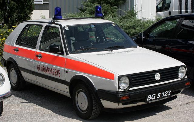 Der Volkswagen Golf II - VW-Typ 19E, Baujahre 1983 bis 1992 - hier ein Polizeifahrzeug, gesehen in Kärnten, Österreich