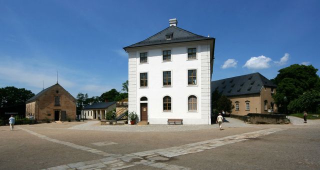 Festung Königstein, Sächsische Schweiz - das Brunnenhaus über dem Tiefbrunnen, 1735 bis 1737 mit beschussfestem Sandsteingewölbe erbaut 