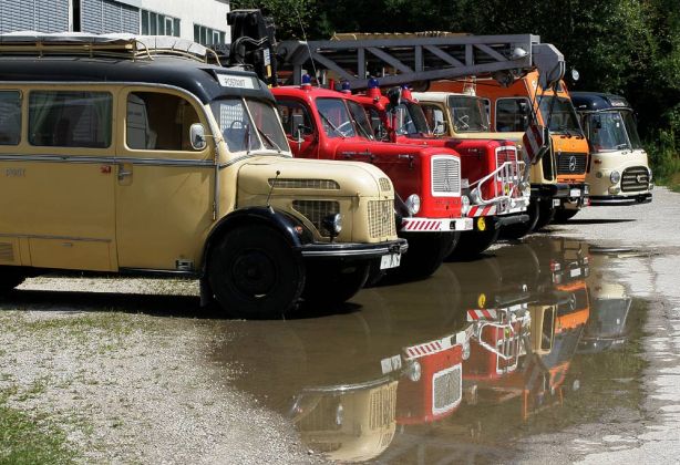 LKW-Oldtimer - LKW-Parade vor dem Historama in Ferlach, Kärnten LKW-Oldtimer - LKW-Parade vor dem Historama in Ferlach, Kärnten