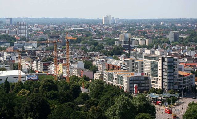 St. Pauli Millerntor und Reeperbahn - vom Hamburger Michel aus gesehen - Freie und Hansestadt Hamburg St. Pauli Millerntor und Reeperbahn - vom Hamburger Michel aus gesehen - Freie und Hansestadt Hamburg