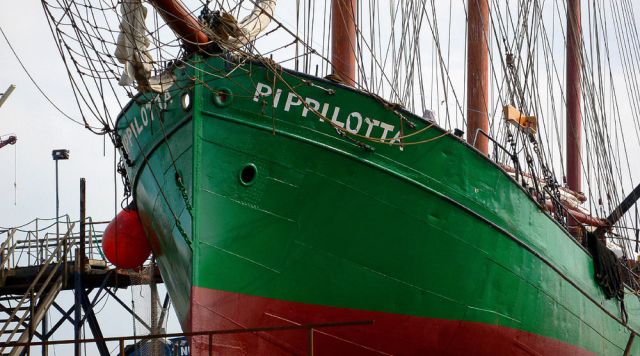 Marstal Hafen, Ærø - das deutsche Dreimast-Traditionsschiff Pippilotta auf der Werft Marstal Hafen, Ærø - das deutsche Dreimast-Traditionsschiff Pippilotta auf der Werft