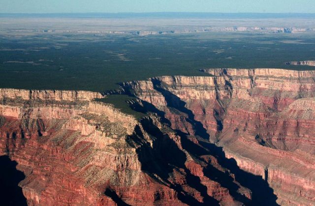 Die Felskante des Grand Canyon South Rim und der Kaibab National Forest aus der Luft - Arizona Die Felskante des Grand Canyon South Rim und der Kaibab National Forest aus der Luft - Arizona