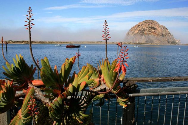 Waterfront mit Morro Rock - Morro Bay am California Highway One an Kaliforniens Pazifikküste Waterfront mit Morro Rock - Morro Bay am California Highway One an Kaliforniens Pazifikküste