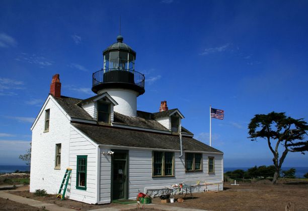 Point Pinos Lighthouse, Pacific Grove bei Monterey - California Highway One an Kaliforniens Pazifikküste. Point Pinos Lighthouse, Pacific Grove bei Monterey - California Highway One an Kaliforniens Pazifikküste.