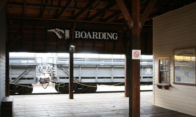 Das Aussengelände des California State Railroad Museums im Old Sacramento State Historic Park Das Aussengelände des California State Railroad Museums im Old Sacramento State Historic Park