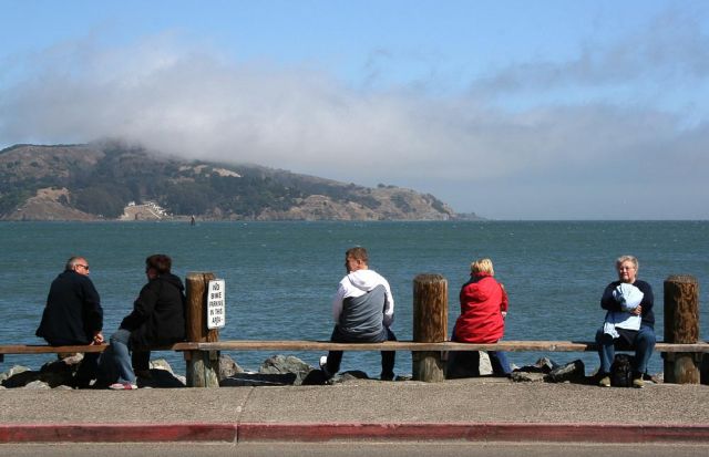 Promenade am Yee Tock Chee Park am Bridgeway, Sausalito - San Francisco Bay, Kalifornien Promenade am Yee Tock Chee Park am Bridgeway, Sausalito - San Francisco Bay, Kalifornien