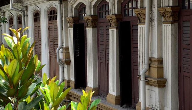 Singapur, Chinatown - Shophouse-Fassaden an der New Bridge Road Singapur, Chinatown - Shophouse-Fassaden an der New Bridge Road